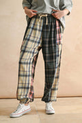 Pantalon de confort à carreaux pour femmes avec taille élastique R&B