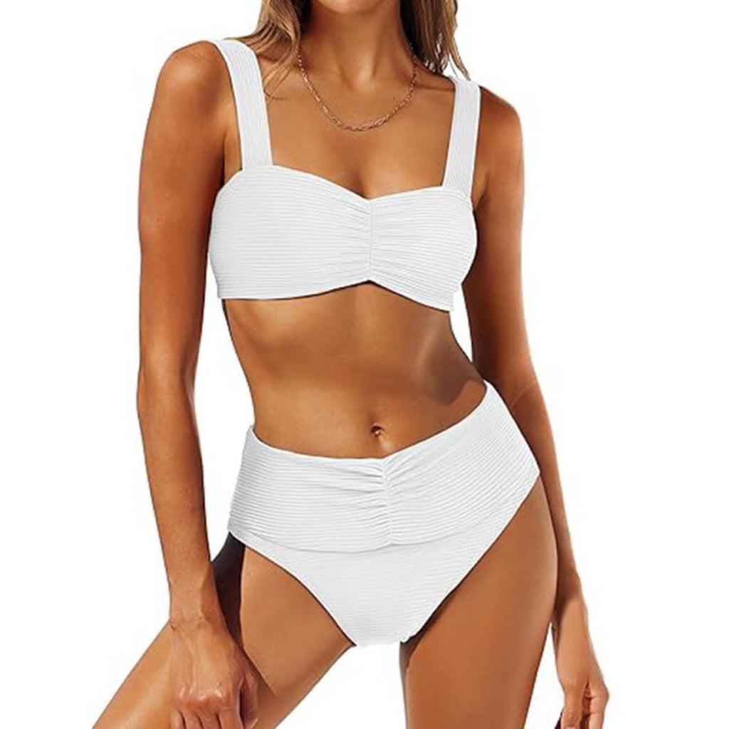 Ensemble de bikini taille haute pour femmes avec haut froncé R&B