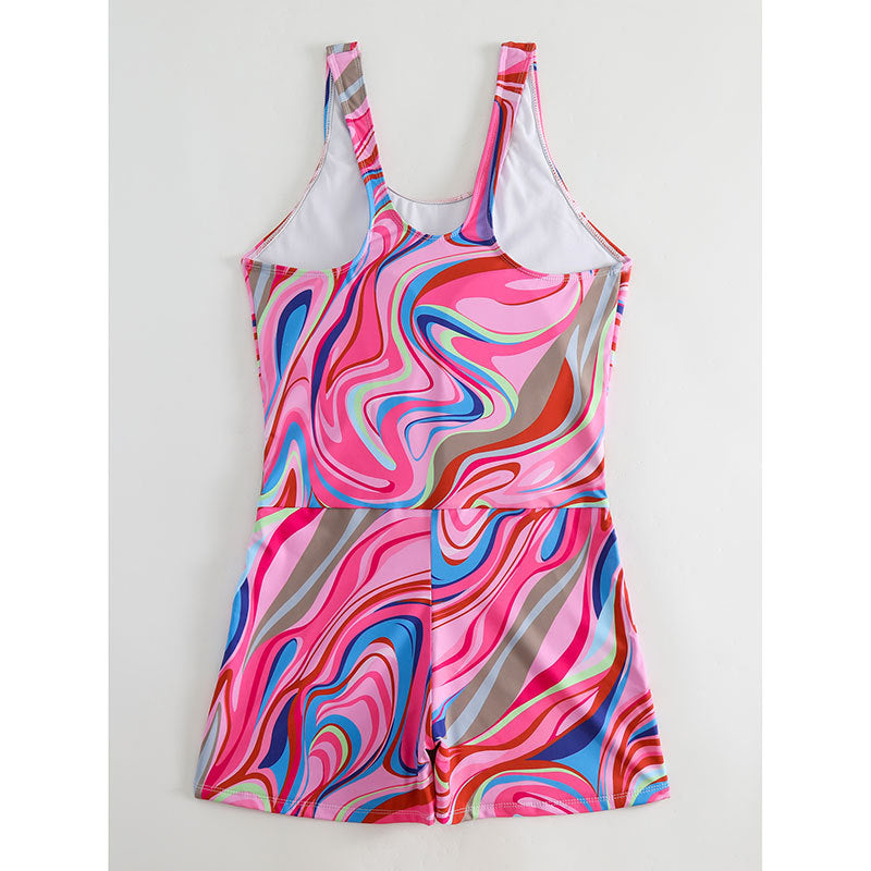 Maillot de bain sportif pour femmes avec motif abstrait moderne R&B