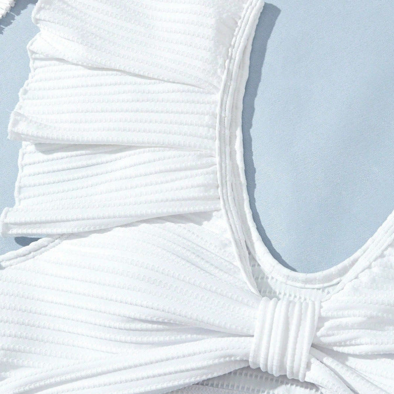 Bikini Femme Taille Haute avec Détails Volants R&B