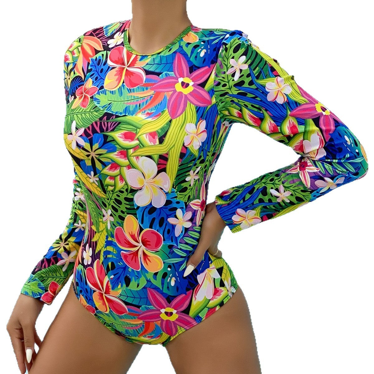 Maillot de bain long à manches pour femmes avec design floral Echo Archiv