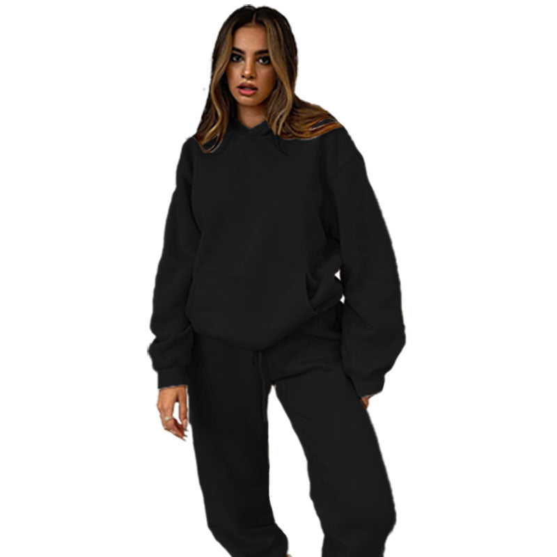 Ensemble de loungewear oversize décontracté pour femmes avec hoodie doublé en polaire et jogging taille haute Echo Archiv