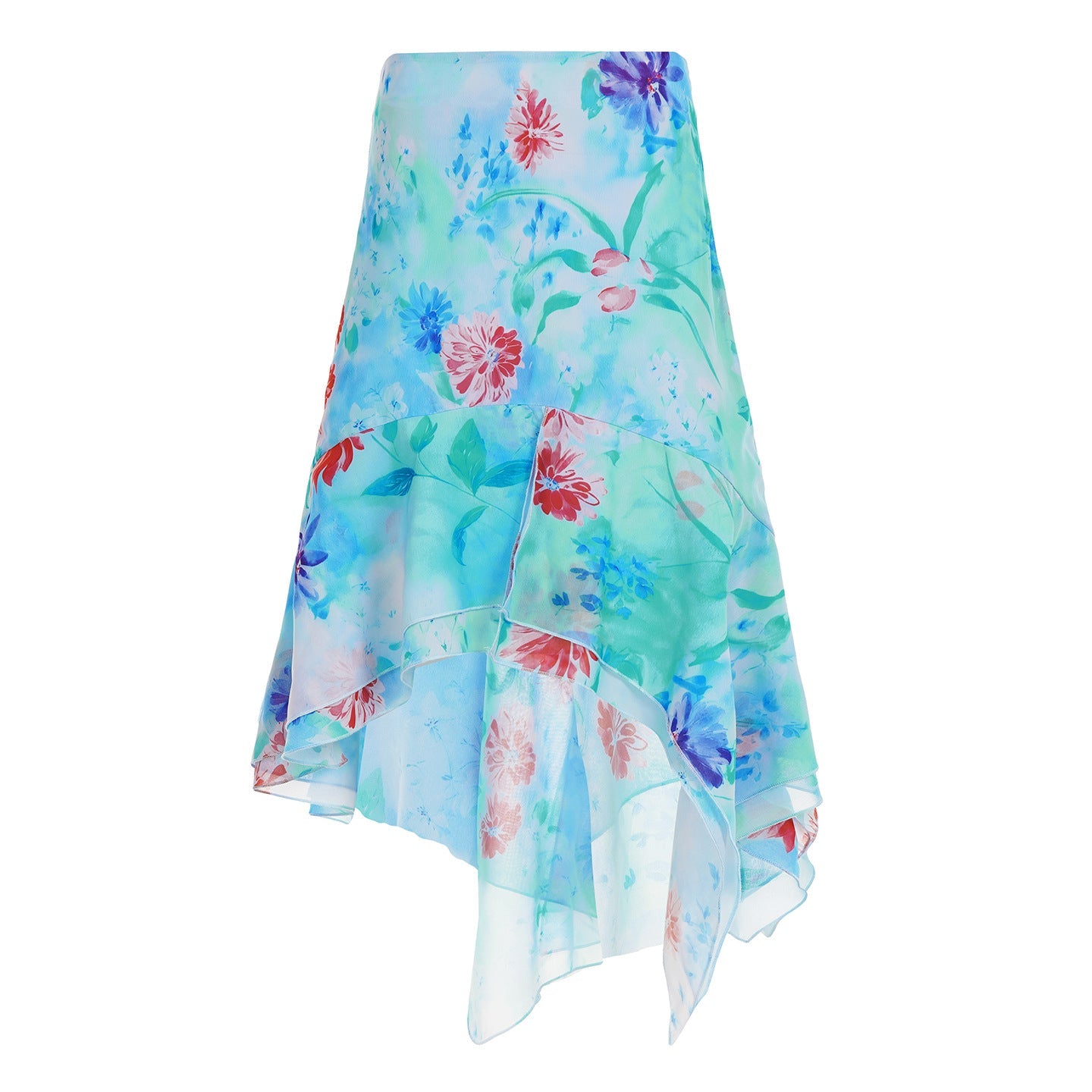 Jupe portefeuille pour femmes avec design floral et finition en volants volumineux - Heidi Mode