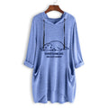 Robe à capuche décontractée pour femmes avec imprimé cartoon, coupe oversize et poches passepoilées Echo Archive