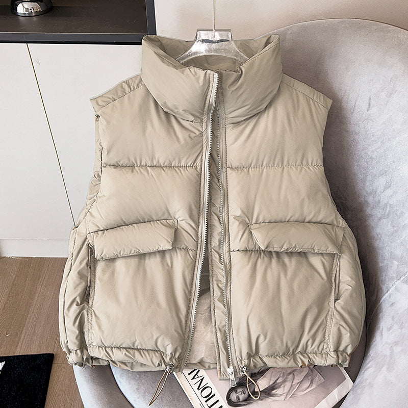Gilet matelassé court en microfibre isolante pour femmes avec col montant, poches à rabat et cordon de serrage ajustable Echo Archiv