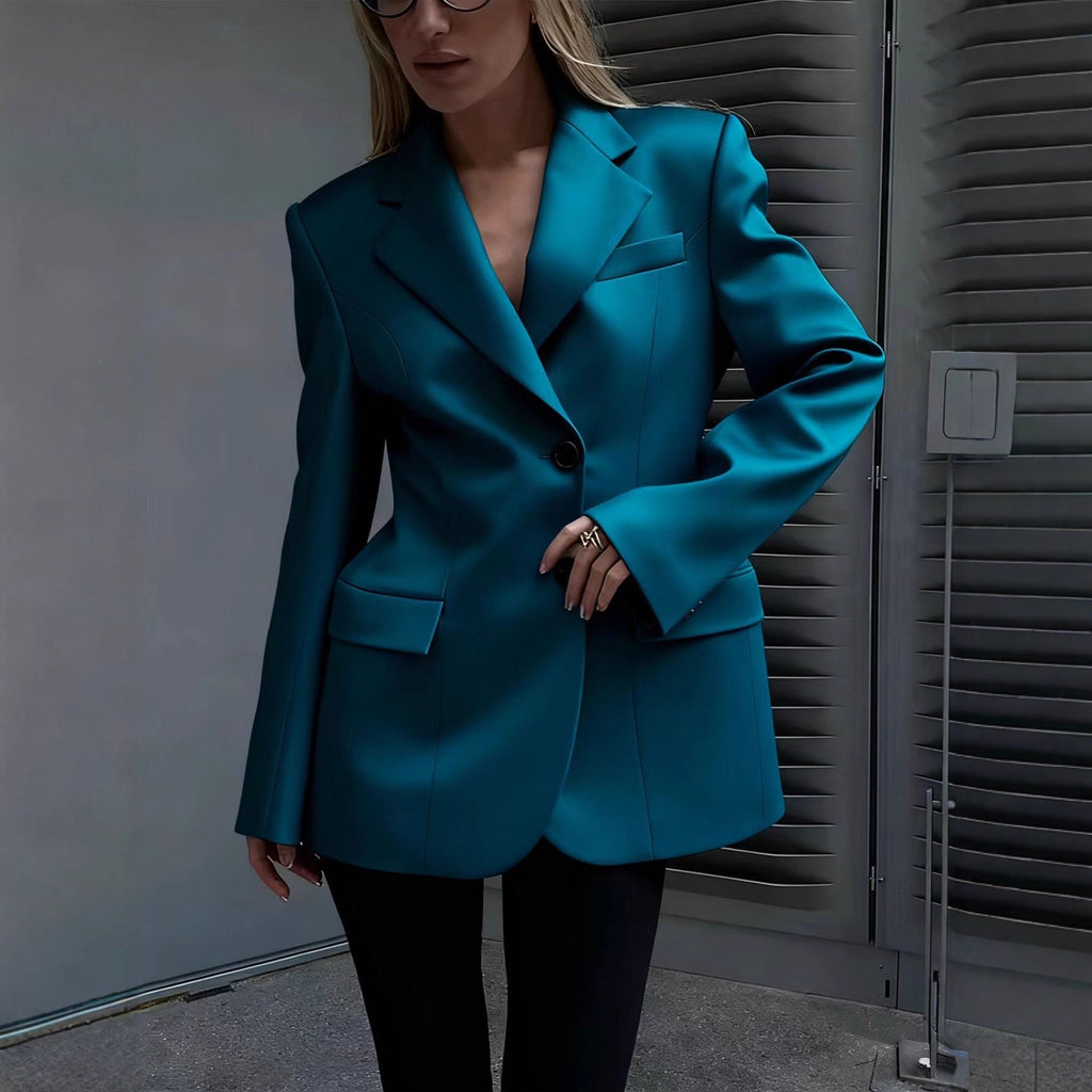 Blazer long oversized pour femmes avec épaule marquée et poches à rabat Echo Archiv
