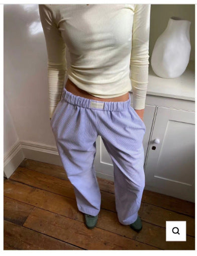 Pantalons de loisirs pour femmes, taille haute, longueur cheville, en mélange de coton doux avec taille élastique Echoarchiv