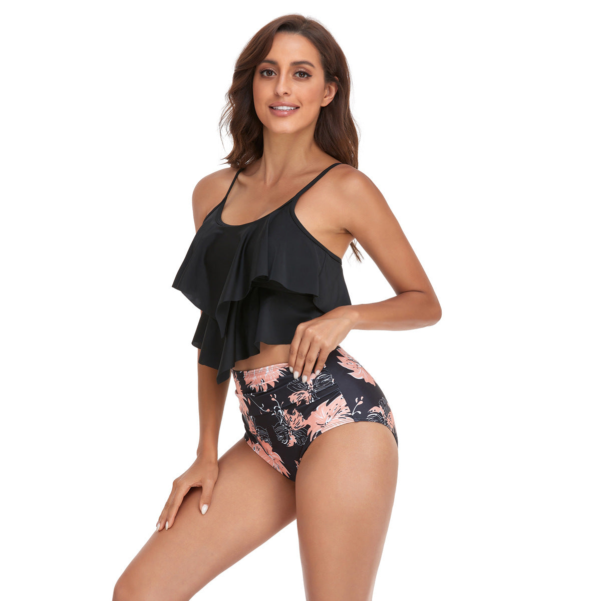 Ensemble Tankini Femme avec design fluide à volants et culotte de bikini ajustée R&B