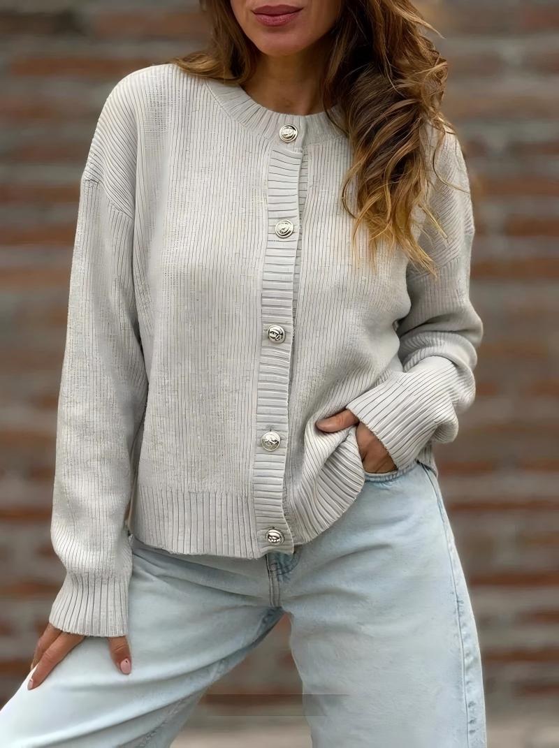 Veste en tricot stylée pour femmes avec fermeture à boutons