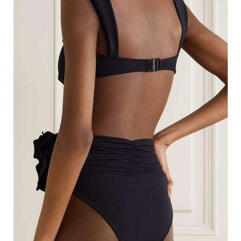 Bikini taille haute pour femmes avec détail de volants élégant R&B