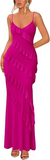 Robe maxi femme avec volants et bretelles spaghetti R&B