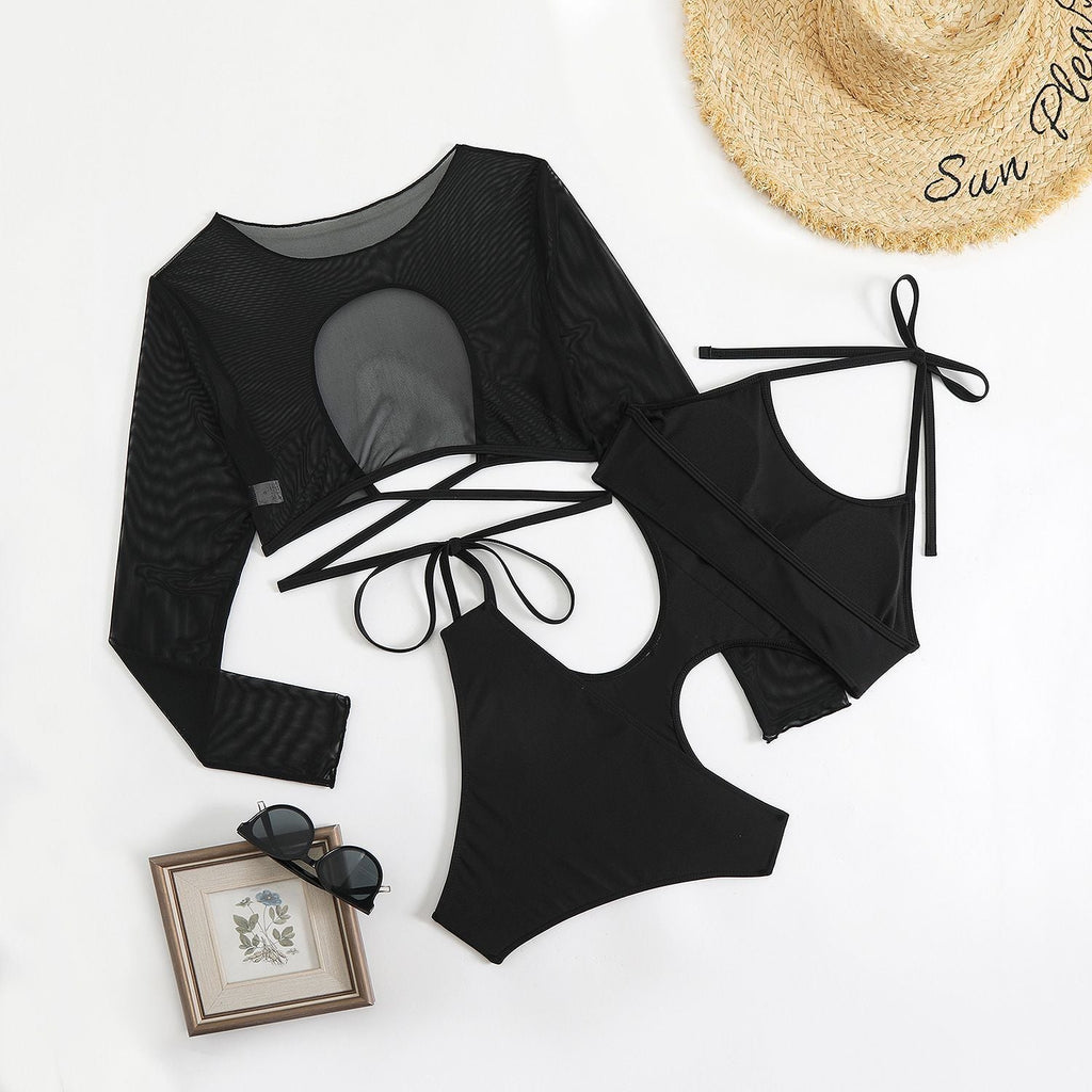 Ensemble bikini crop-top pour femmes avec une élégante surchemise R&B