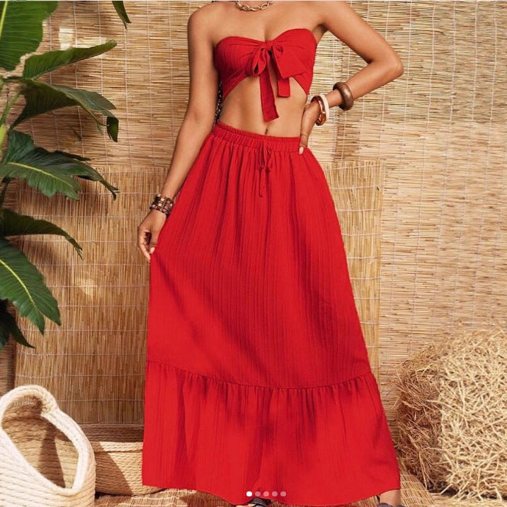 Ensemble Bandeau Femme avec Jupe Ample R&B
