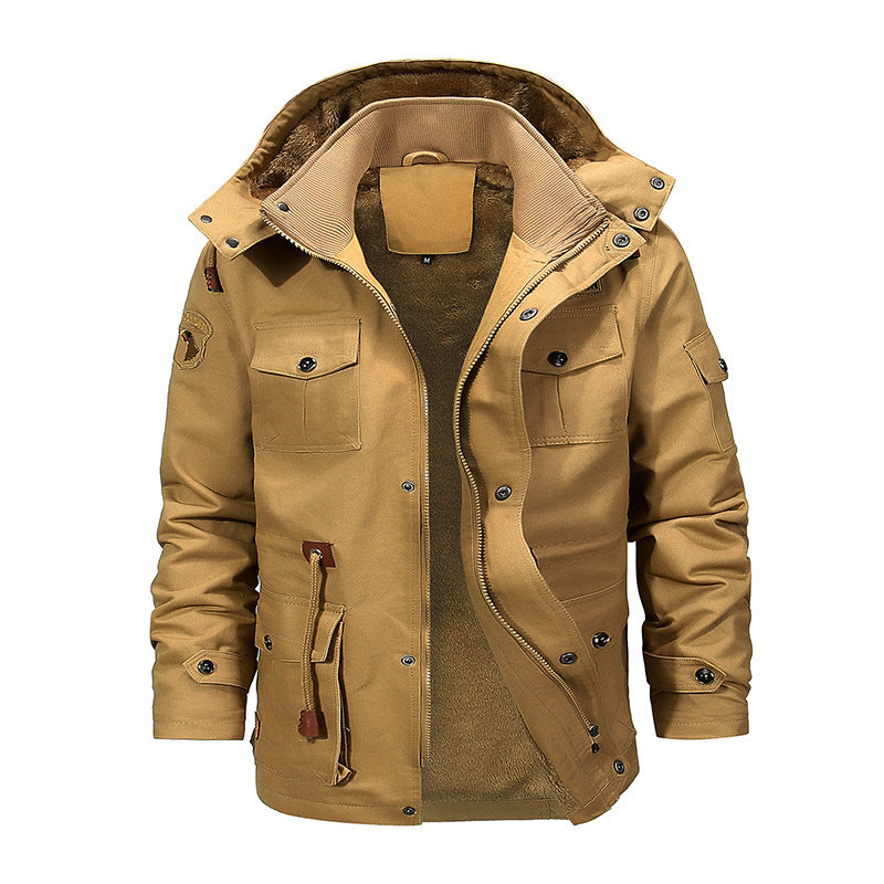 Parka de champ pour hommes, doublé en Teddy, en toile, avec capuche et poches multifonctionnelles Echo Archiv