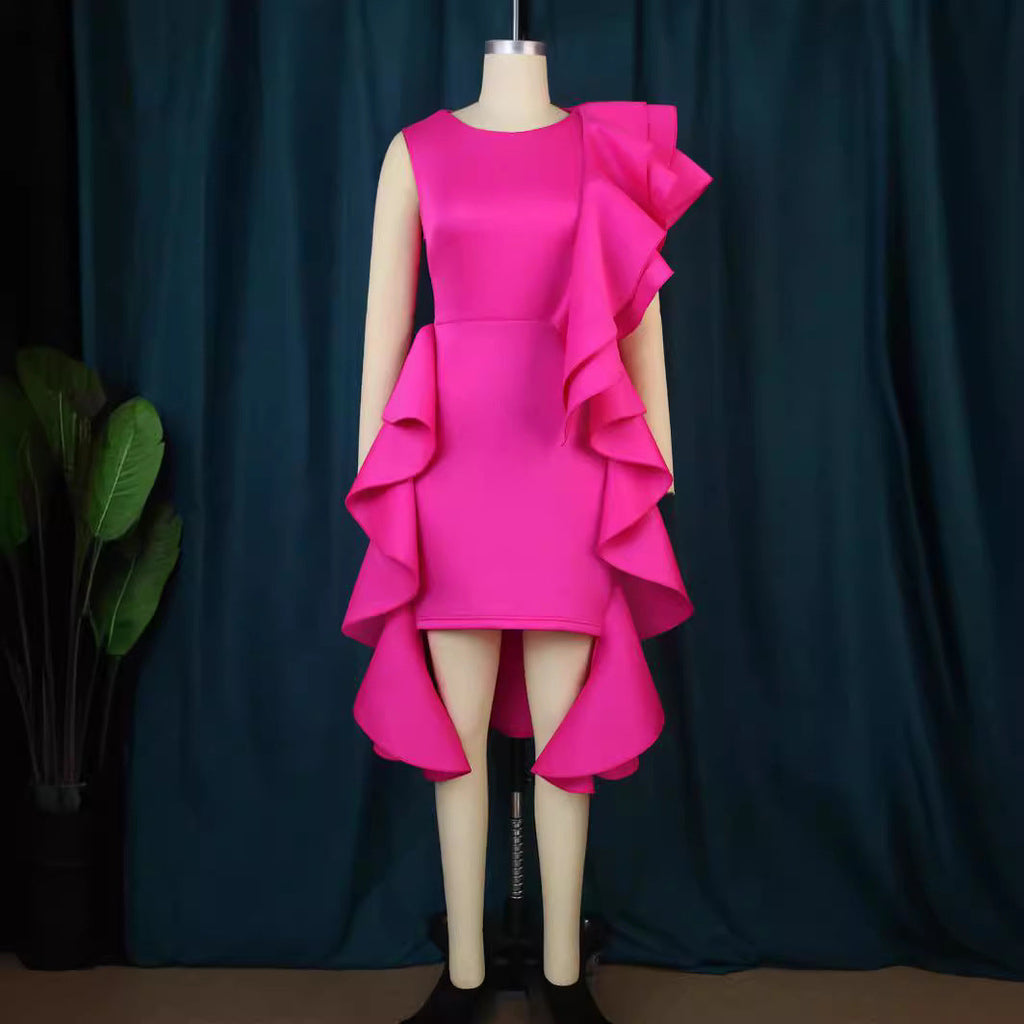 Robe femme avec design de volants asymétriques R&B