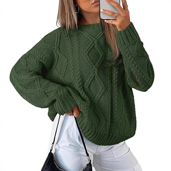 Pull oversize à motif torsadé pour femmes en tricot épais Echo Archiv