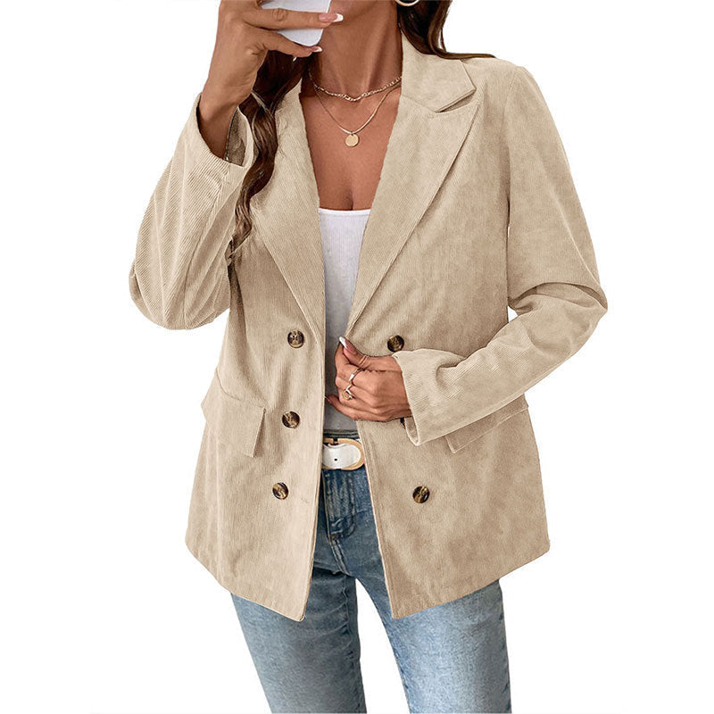 Blazer en velours côtelé décontracté et à la mode pour femmes