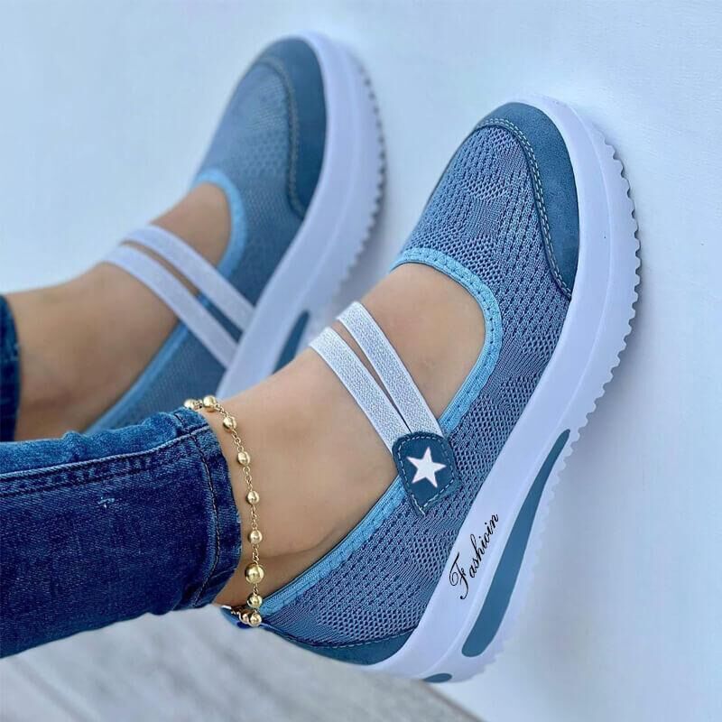 Baskets Slip-On Sportives pour Femmes avec Tige Respirante et Bandes Élastiques R&B