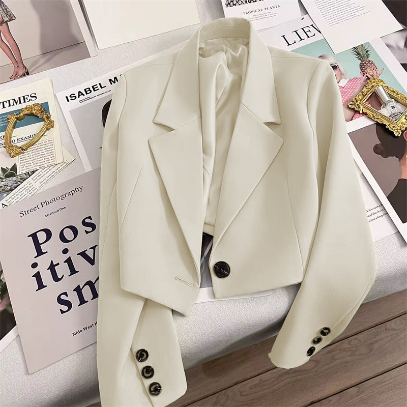 Blazer Cropped pour Femmes avec Col Châle