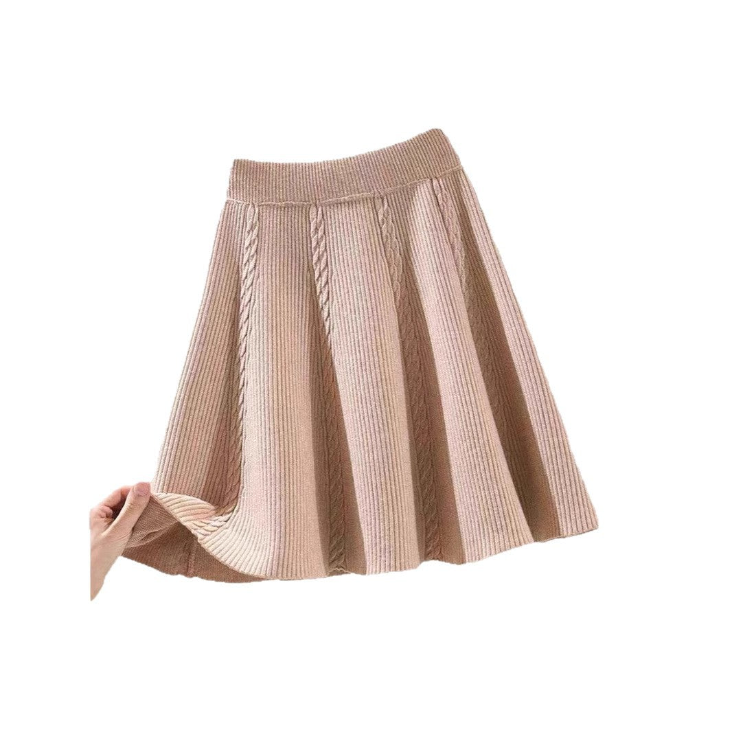 Jupe en tricot longueur mollet pour femme avec motif en torsade
