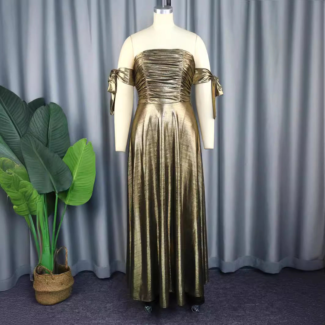 Robe de soirée glamour pour femmes avec design décolleté et élégantes fronces R&B