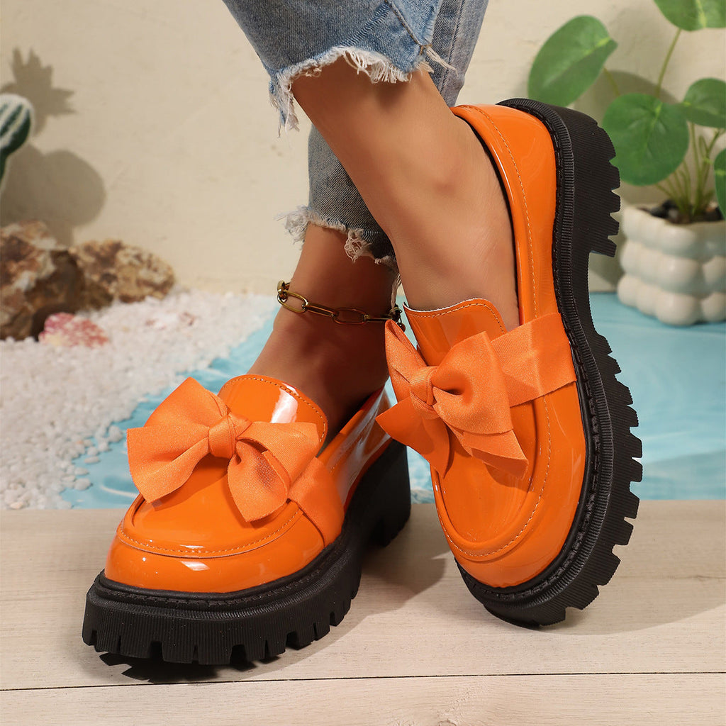 Mocassins pour femmes avec accent de nœud volumineux et semelle antidérapante R&B