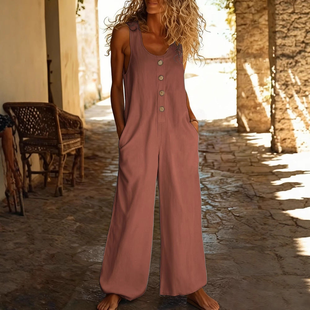 Combinaison pour femmes avec motif floral et détails en boutons R&B