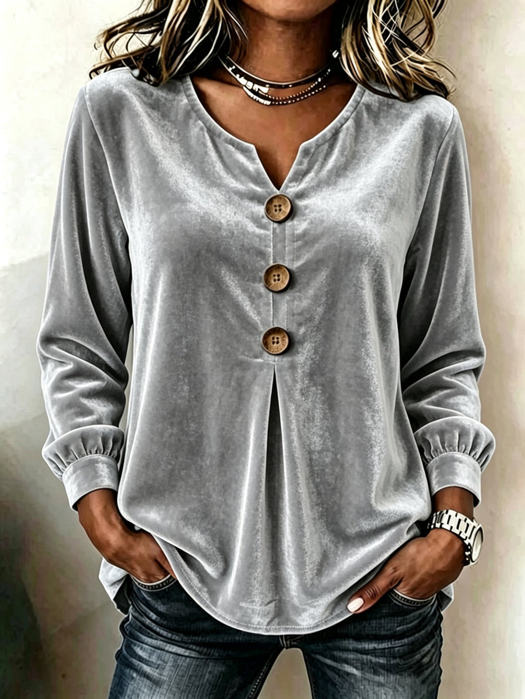 Blouse en velours élégante et confortable pour femmes