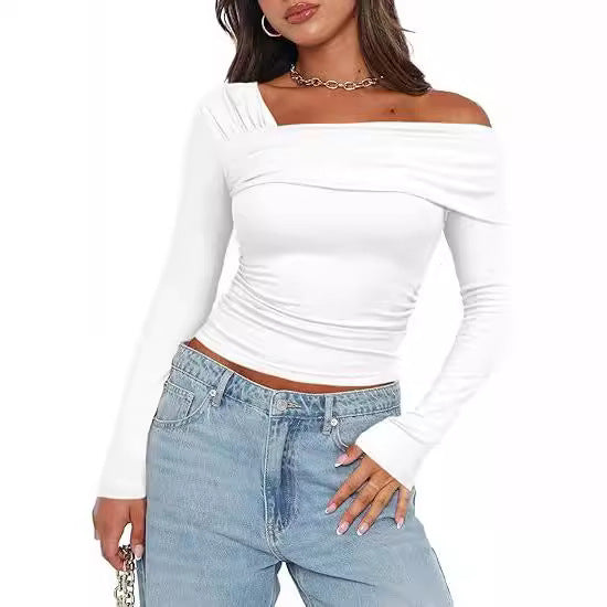 Chemisier Femme Off-Shoulder à Manches Longues