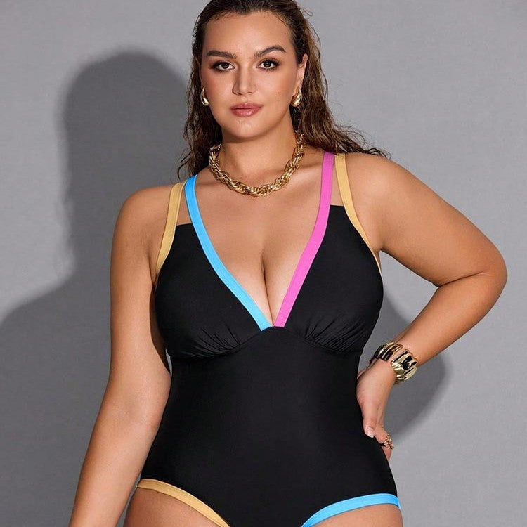 Maillot de bain une pièce sportif pour femmes avec des accents de couleur tendance R&B