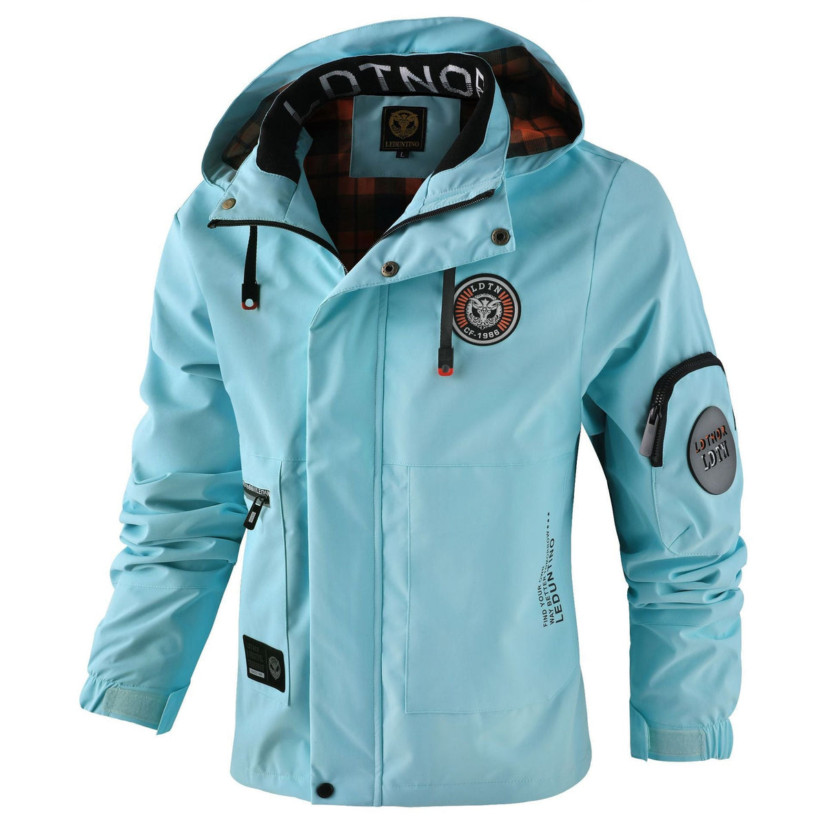 Parka Softshell urbaine pour hommes avec capuche, fermeture éclair à double sens dissimulée et poche sur le bras Echo Archiv