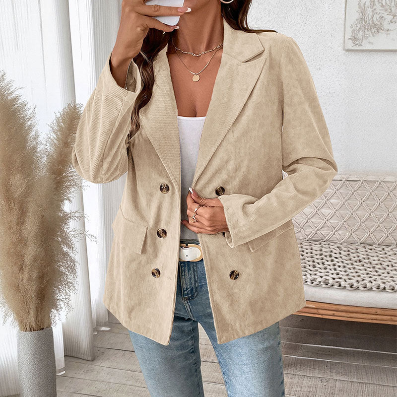 Blazer en velours côtelé décontracté et à la mode pour femmes