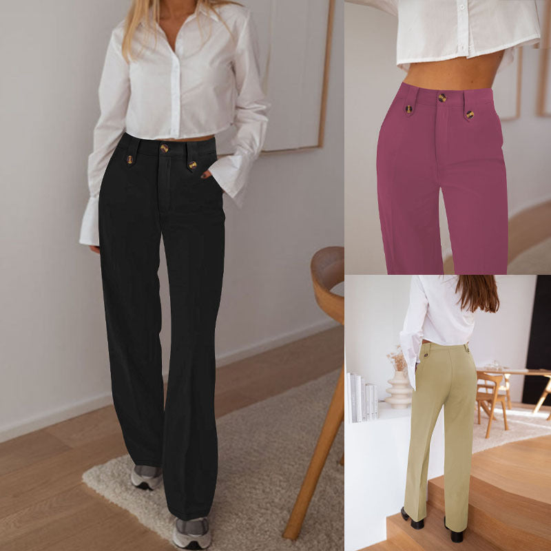 Pantalon Palazzo taille haute pour femmes avec ceinture, pli marqué et jambe large Echoarchiv
