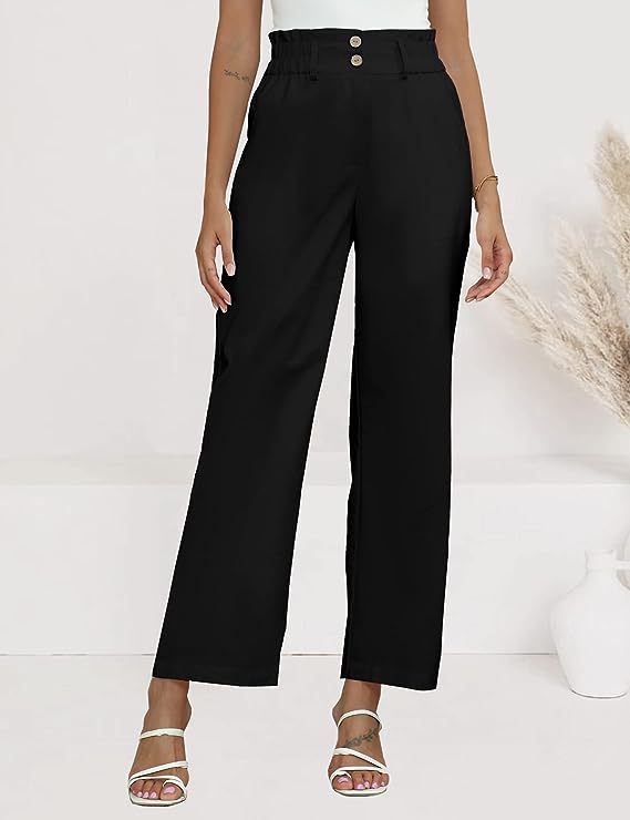 Pantalon Palazzo à taille haute pour femmes avec taille Paperbag