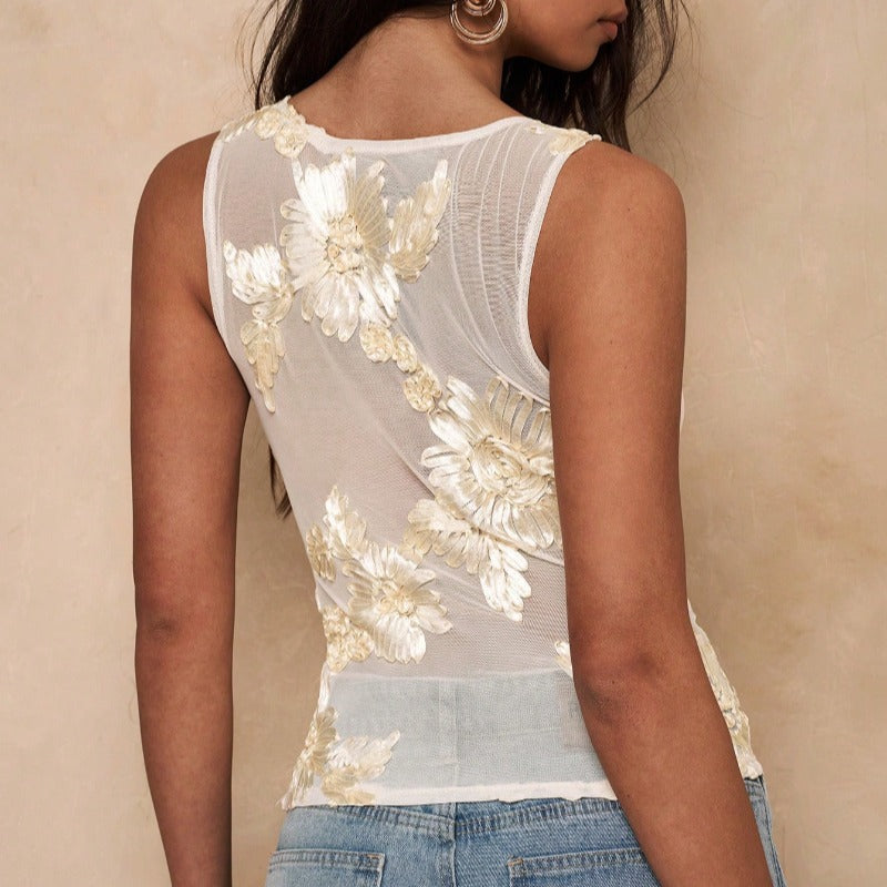 Débardeur sans manches pour femmes avec design floral Heidi-Mode