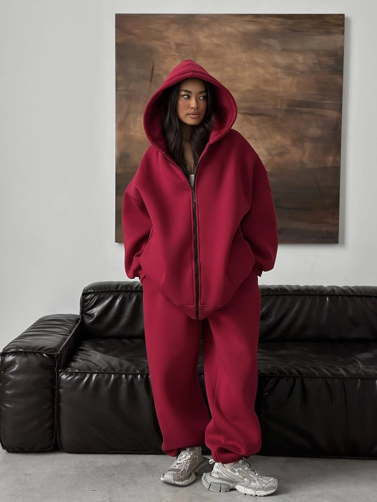 Veste à capuche oversize pour femmes avec fermeture éclair cachée et look Scuba confortable Echo Archiv