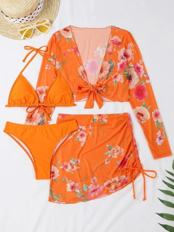 Haut de maillot de bain élégant pour femmes avec design floral et fermeture à nouer Echo Archiv