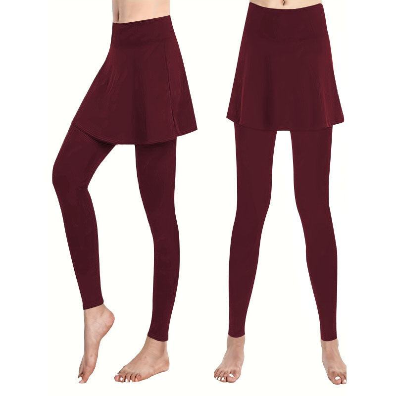 Leggings Taille Haute pour Femmes avec Superposition de Jupe Echoarchiv
