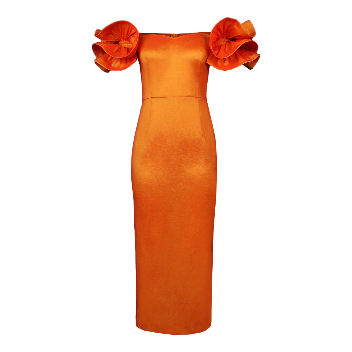 Robe en dentelle ajustée pour femmes avec des volants volumineux R&B