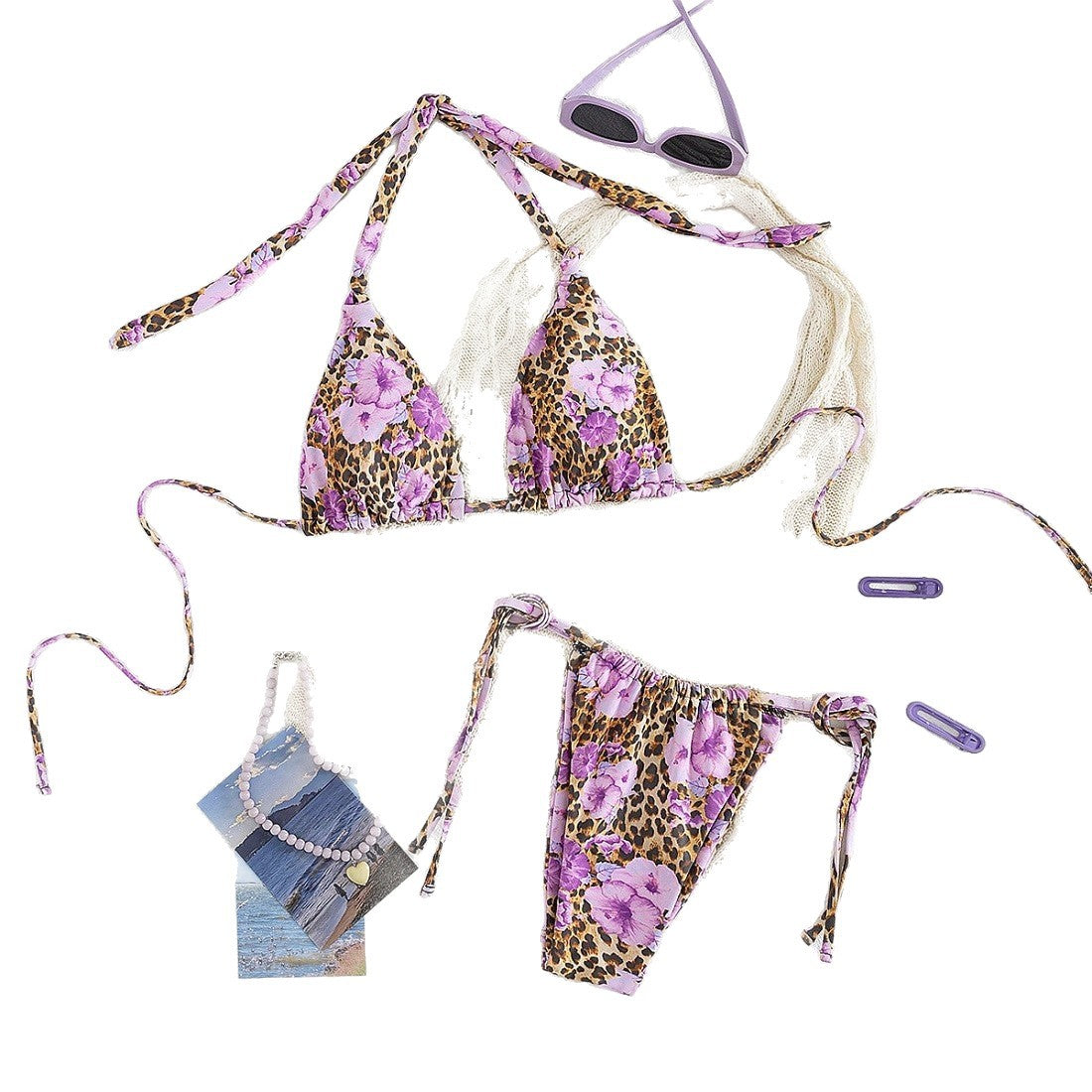 Ensemble de bikini triangle pour femmes avec haut en crochet raffiné R&B