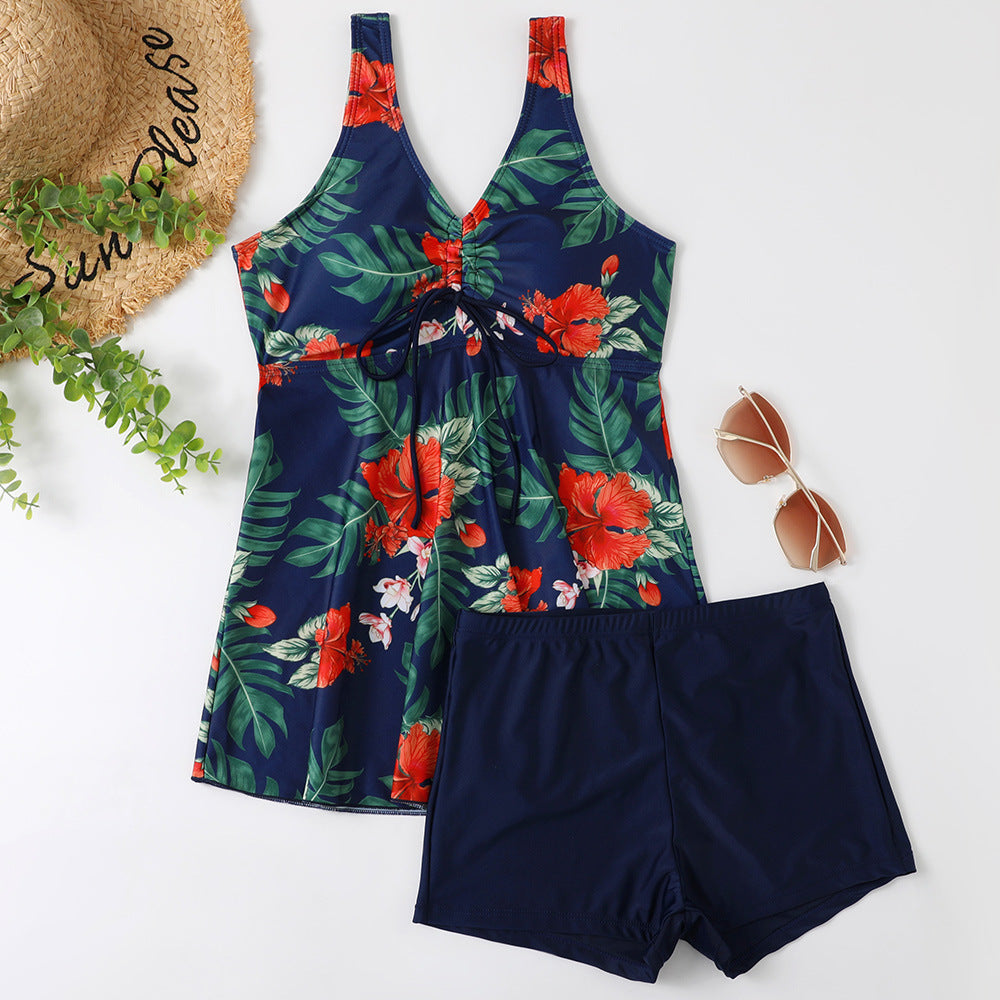 Ensemble de Tankini pour Femmes avec Imprimé Floral à la Mode et Volants R&B