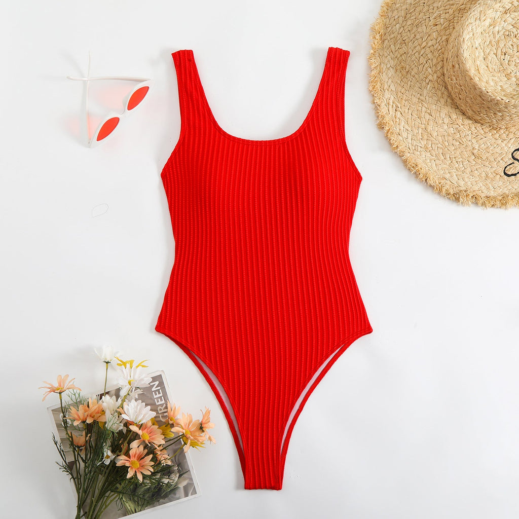 Maillot de bain pour femme à taille haute avec texture côtelée Echo Archiv