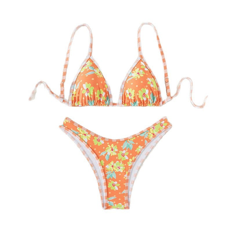 Bikini triangle floral pour femmes avec bretelles réglables R&B