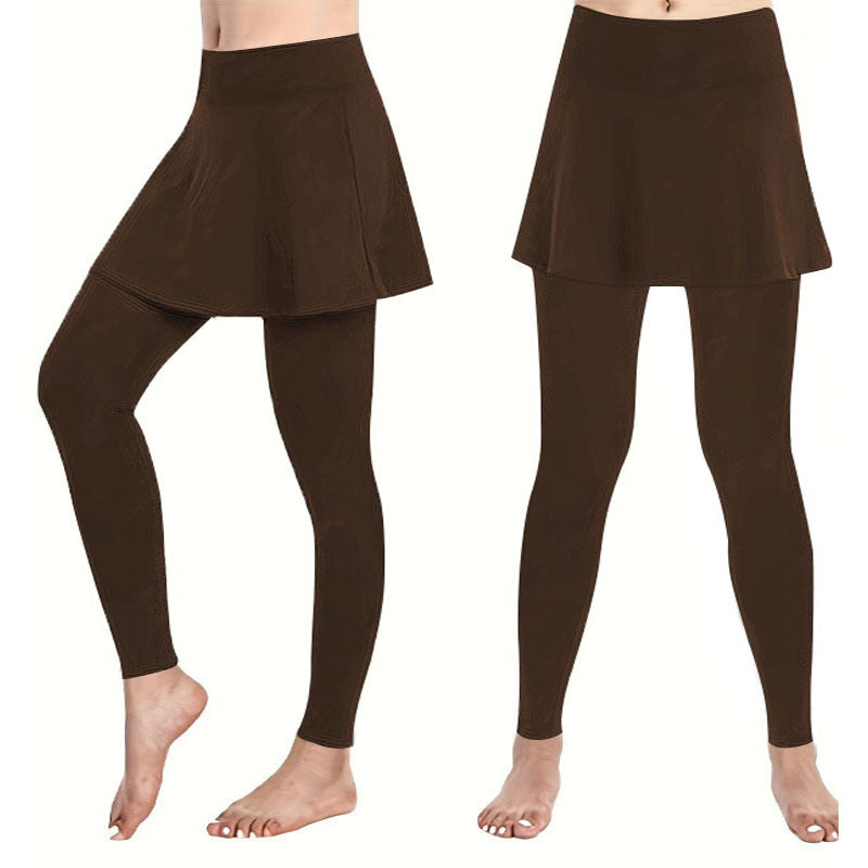 Leggings taille haute pour femmes avec jupe évasée intégrée et silhouette flatteuse Echoarchiv