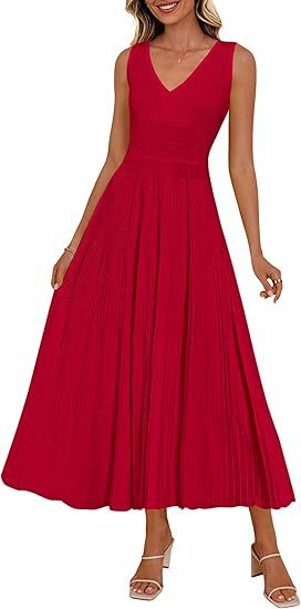 Robe plissée pour femmes avec décolleté en V et ourlet évasé R&B