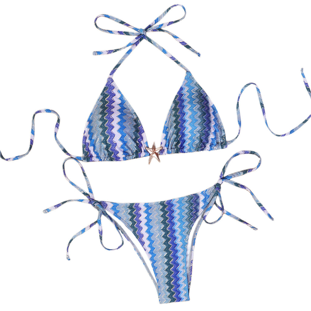 Bikini triangle femme avec motif zigzag scintillant R&B