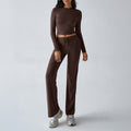 Ensemble de deux pièces pour femmes : top court à manches longues cintré et pantalon lounge ample en jersey stretch Echo Archiv