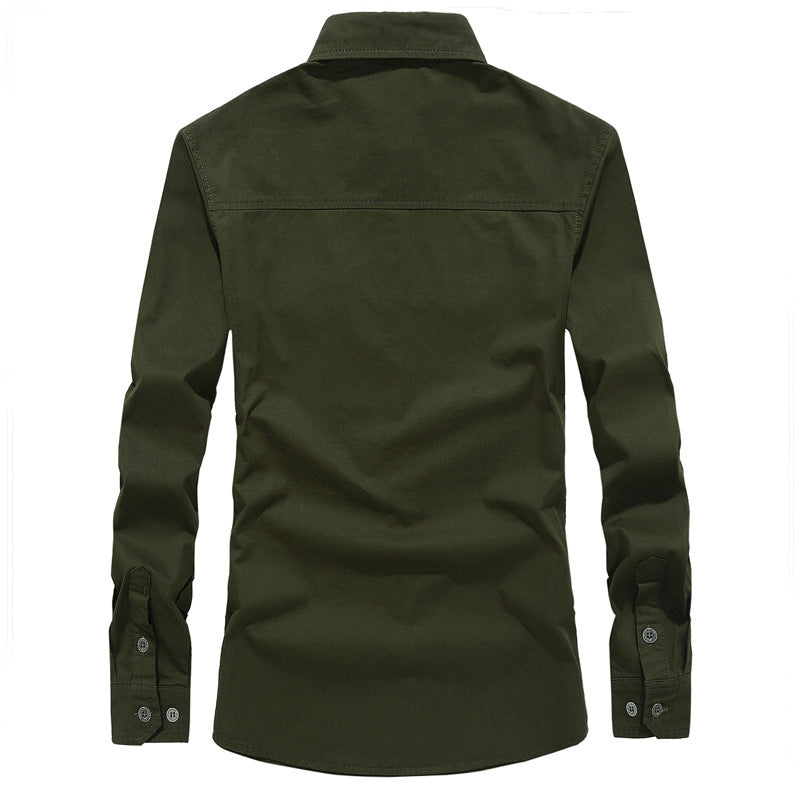 Chemise militaire à manches longues pour hommes avec épaulettes, poches poitrine plaquées et détails brodés Echo Archiv