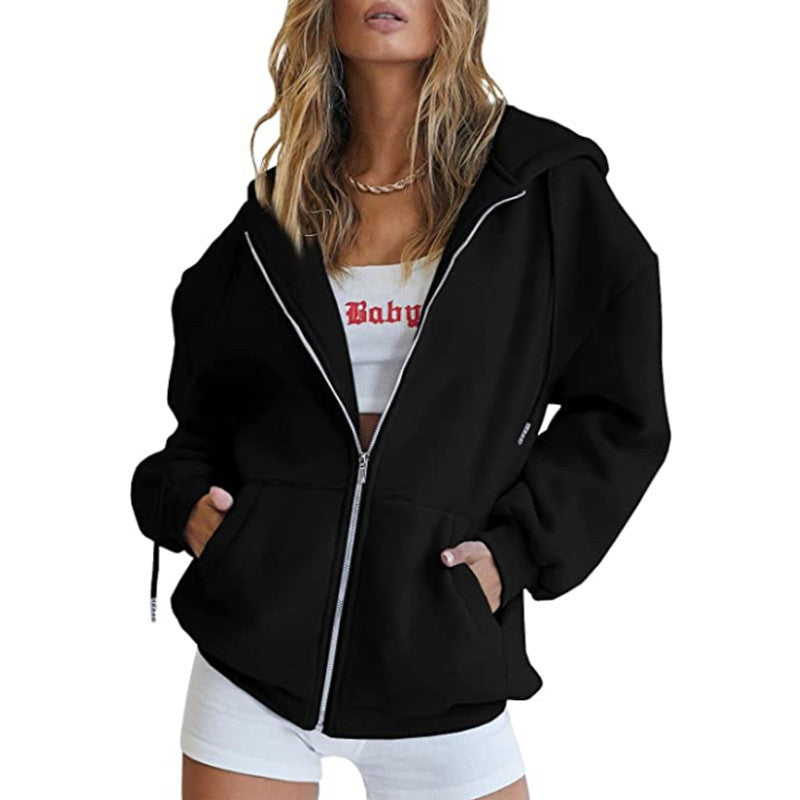 Veste à capuche surdimensionnée pour femmes avec fermeture éclair intégrale et poches kangourou Echo Archiv