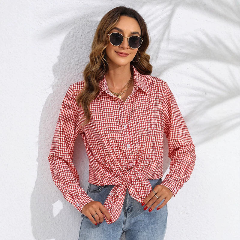 Blouse à carreaux pour femmes avec col chemise et boutonnière Echo Archiv